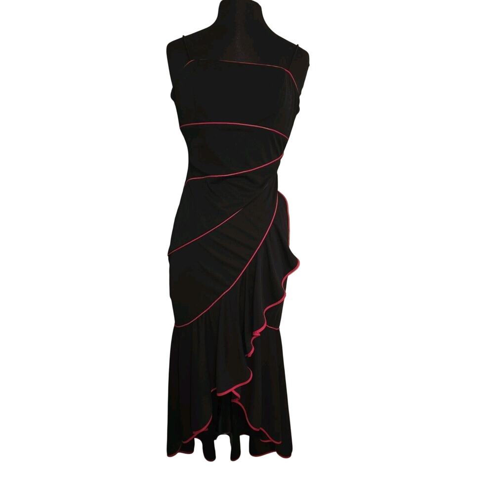 Vtg 90s Y2K Prom Dress Black Red Formal Gown High Low Ruffle Whimsigoth Hoco 5